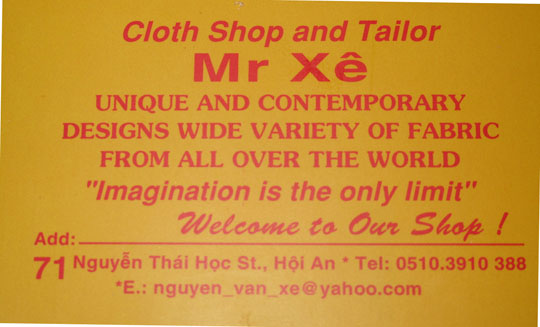 Mr Xe Tailor in Hoi An